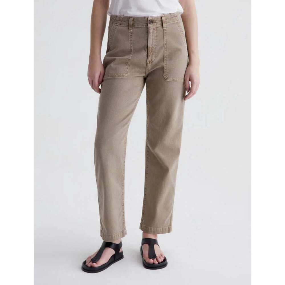 AG Analeigh High-Rise Straight Crop Pants Sulfur Desert Taupe